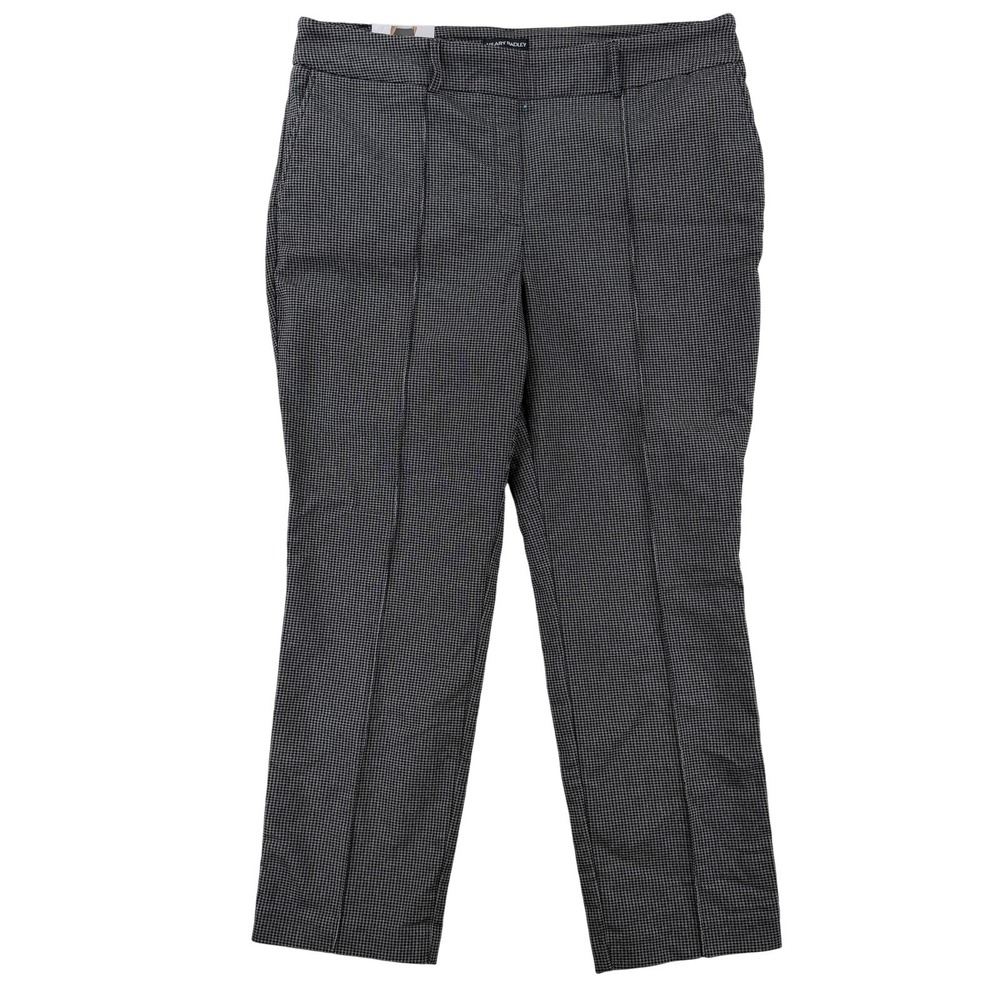 Hilary Radley Dress Pants Womens XXL Gray Check Slim Pull On Tummy Control NWT
